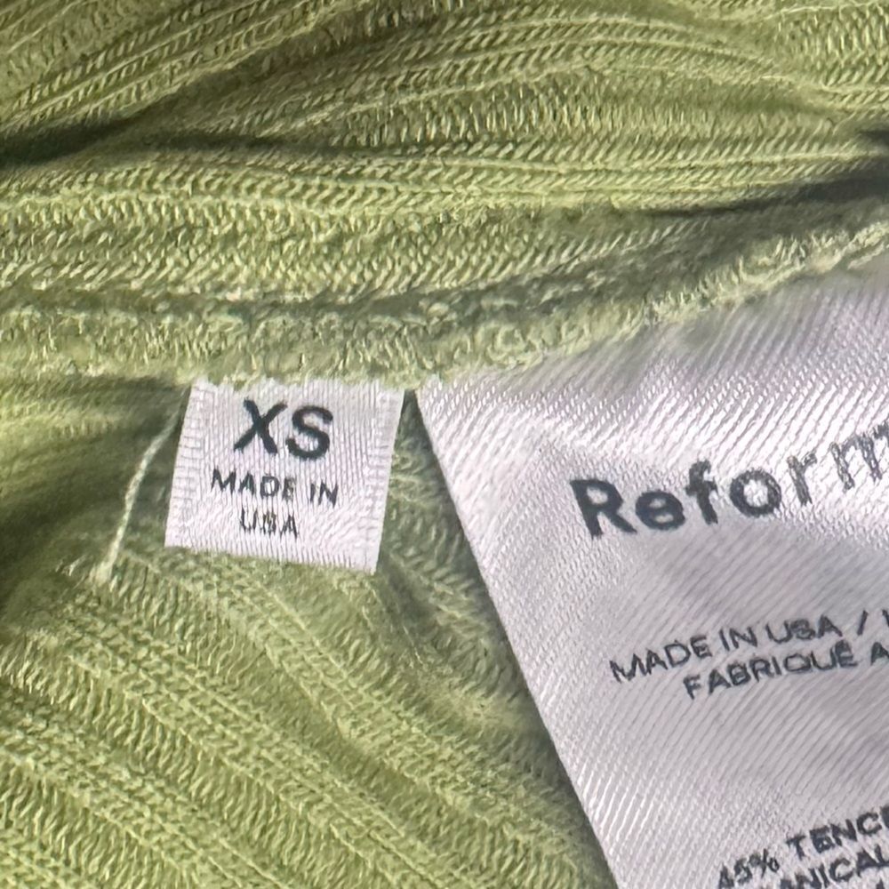 🔥 REFORMATION light green ribbed tencel blend open back midi dress sz xsmall - Picture 5 of 7